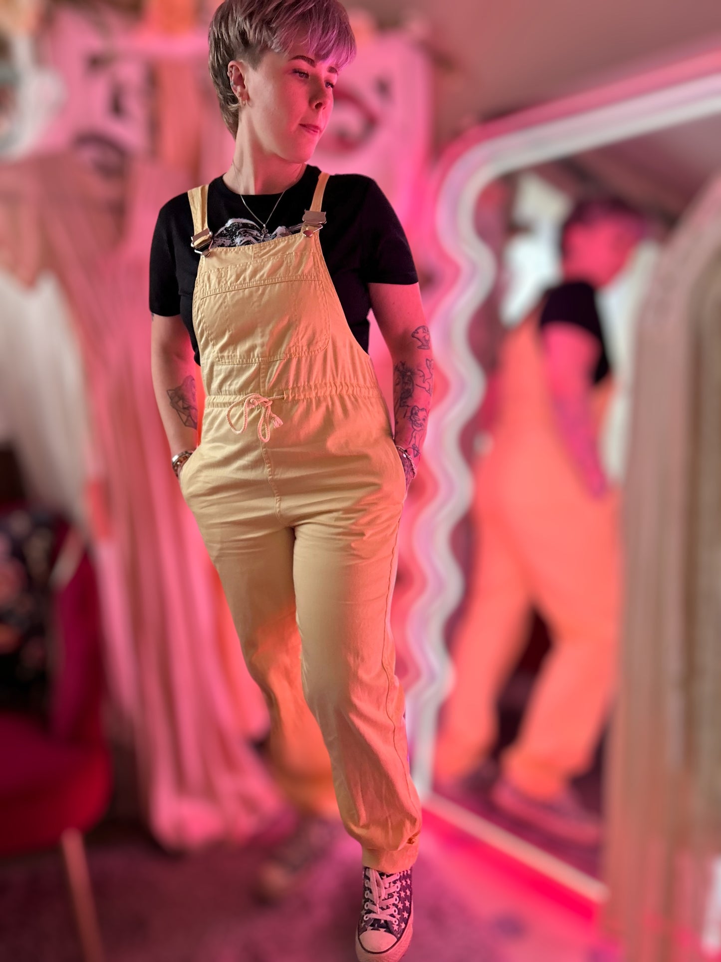 Yellow drawstring dungarees