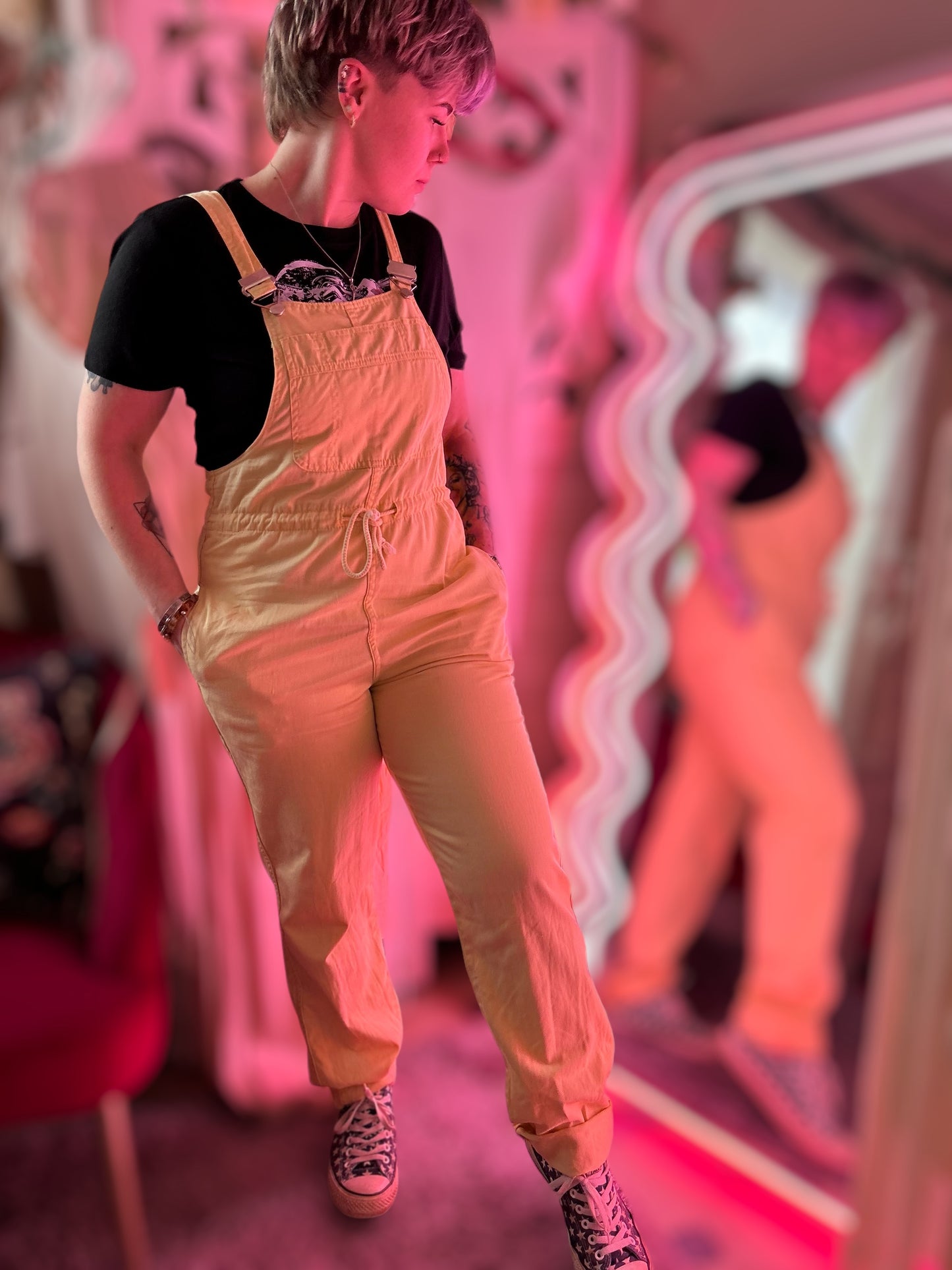 Yellow drawstring dungarees