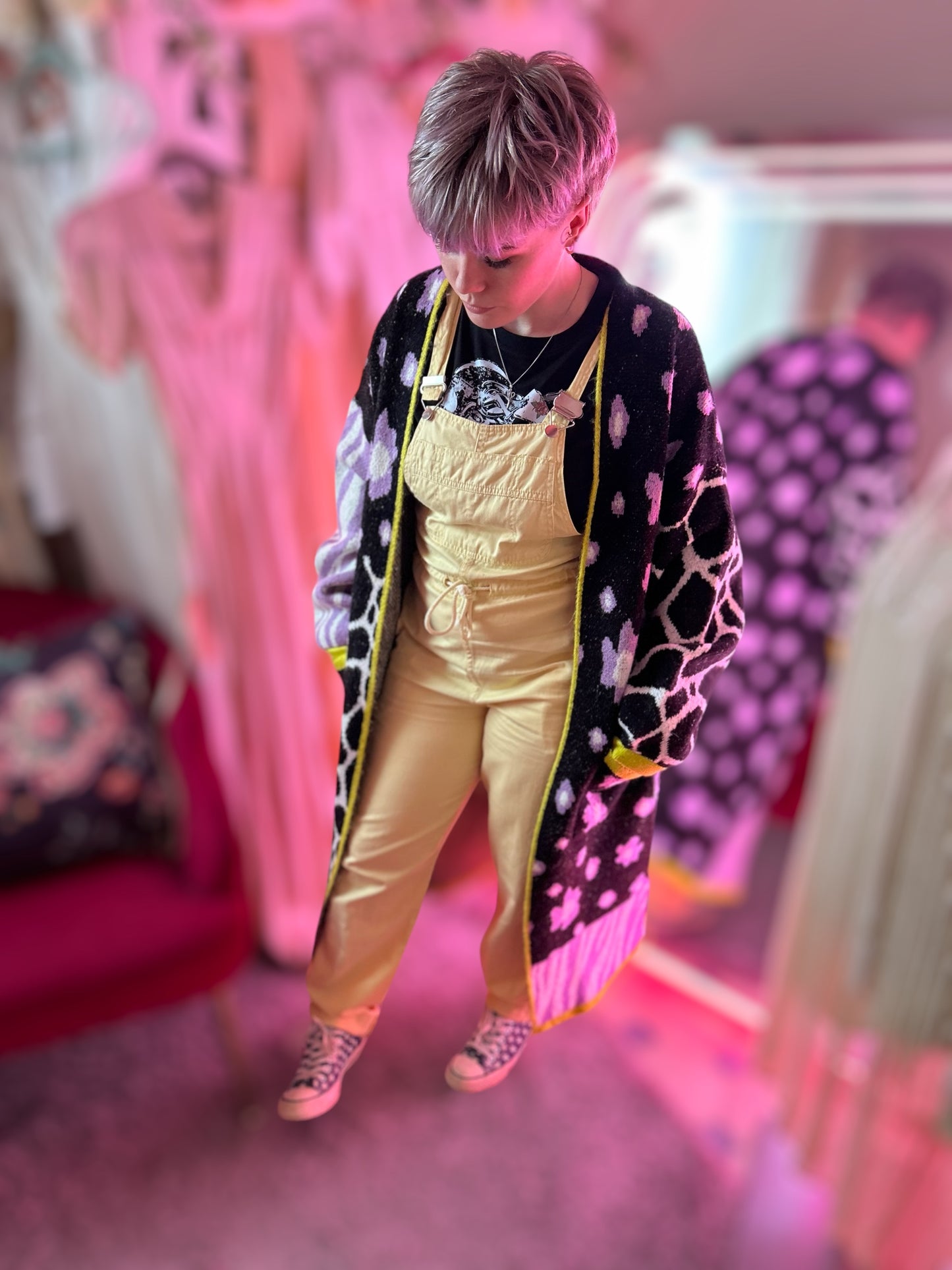 Yellow drawstring dungarees