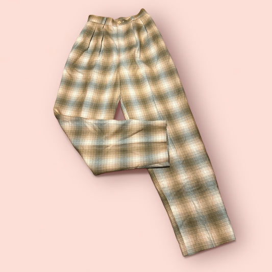 High waisted check trousers