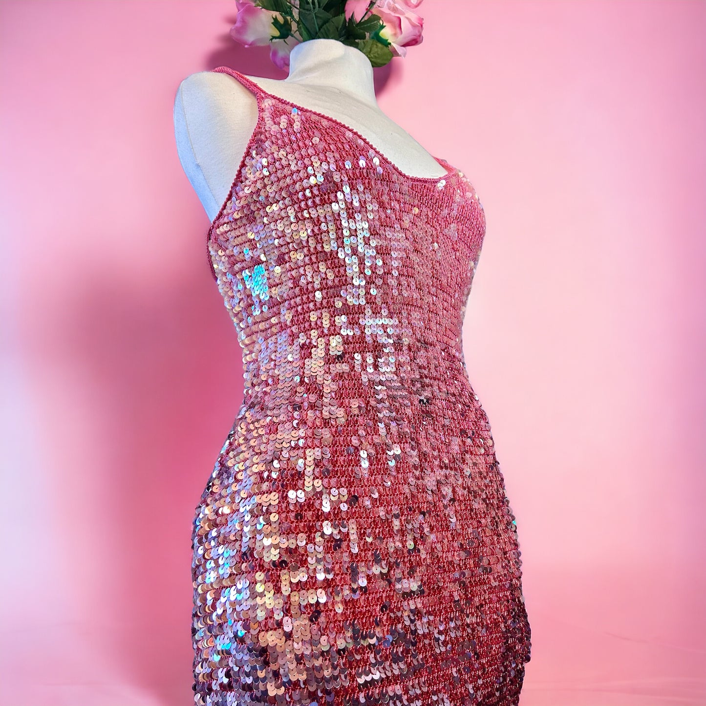 90s Pink sequinned dress