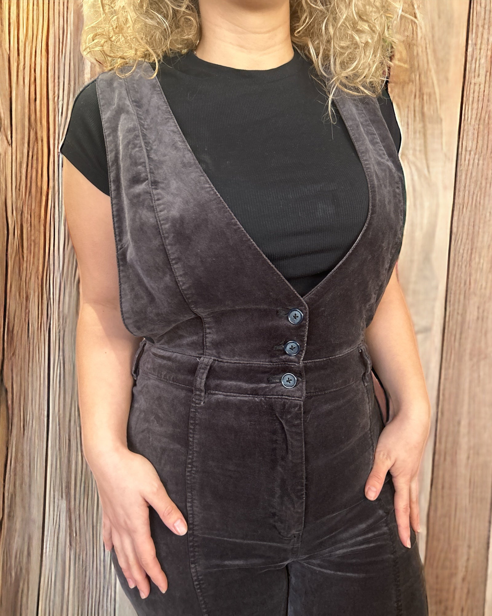 Velvet dungarees