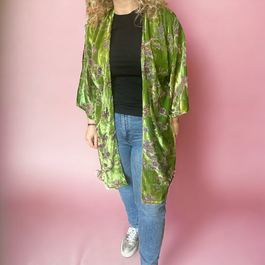 Green velvet duster