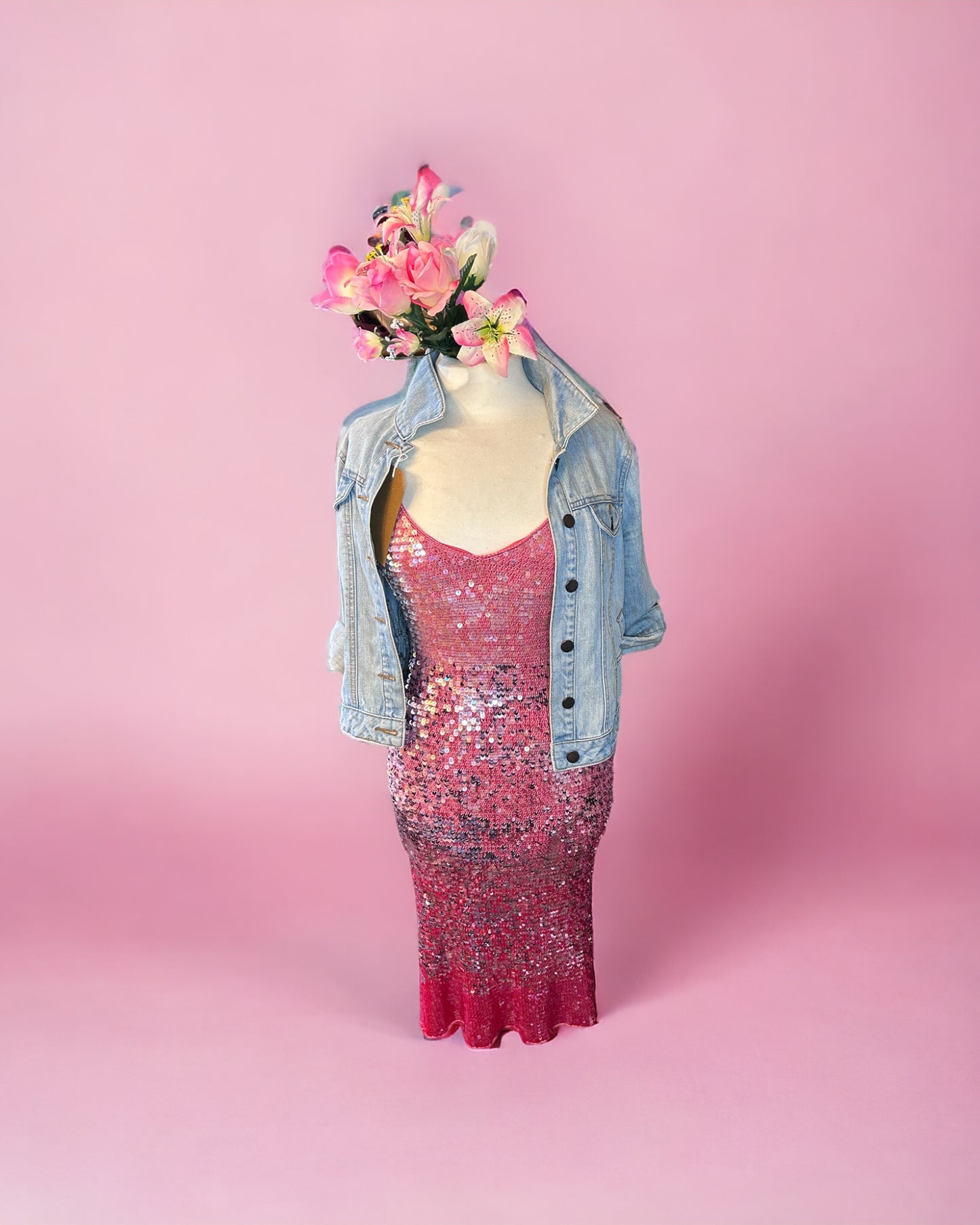 90s Pink sequinned dress