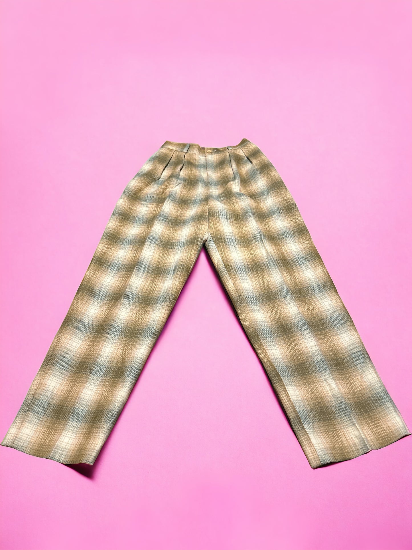 High waisted check trousers